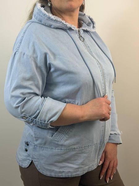Женская джинсовка оверсайз на молнии L-5XL (44-58) Голубой 910/L(Г) фото