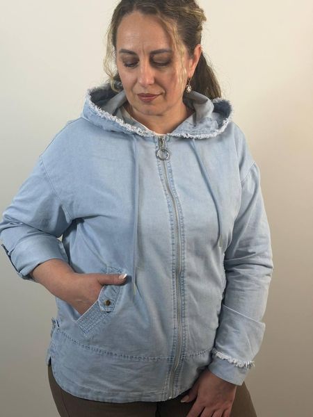 Женская джинсовка оверсайз на молнии L-5XL (44-58) Голубой 910/L(Г) фото