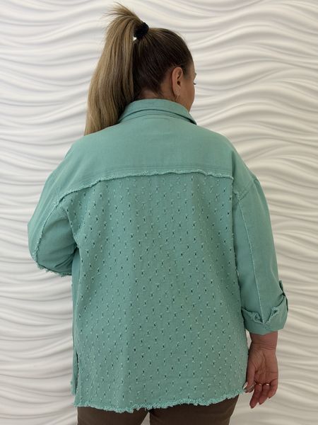 Джинсовая куртка-ветровка оверсайз L-5XL (44/46-54/56) Зеленый 896-1/L фото