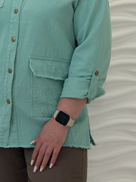 Джинсовая куртка-ветровка оверсайз L-5XL (44/46-54/56) Зеленый 896-1/L фото